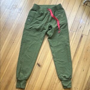 Figs Olive Joggers with Red Drawstring
